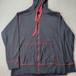 Modern Culture Men’s Zip Hoodie — Charcoal Gray with Red Trim, Size XL (Men’s)